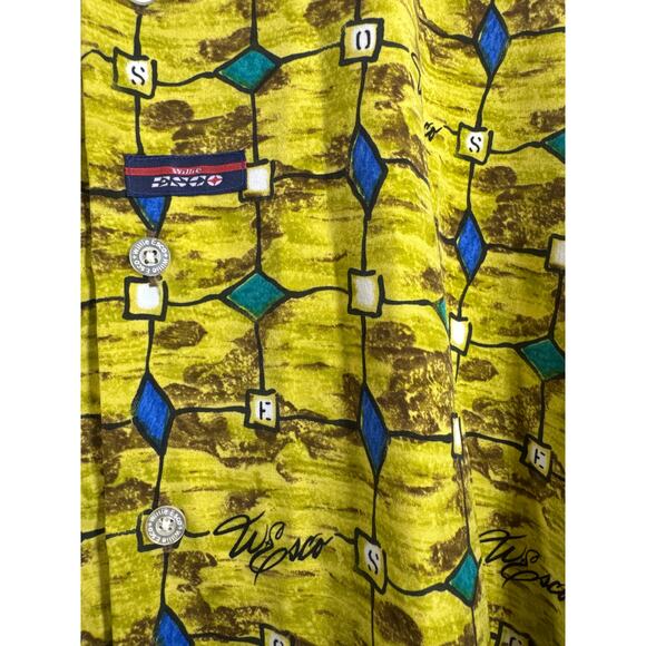 Willie Esco Gold Blue Turquoise Short‎ Sleeve Button Up Printed Shirt Size XL - Picture 3 of 5